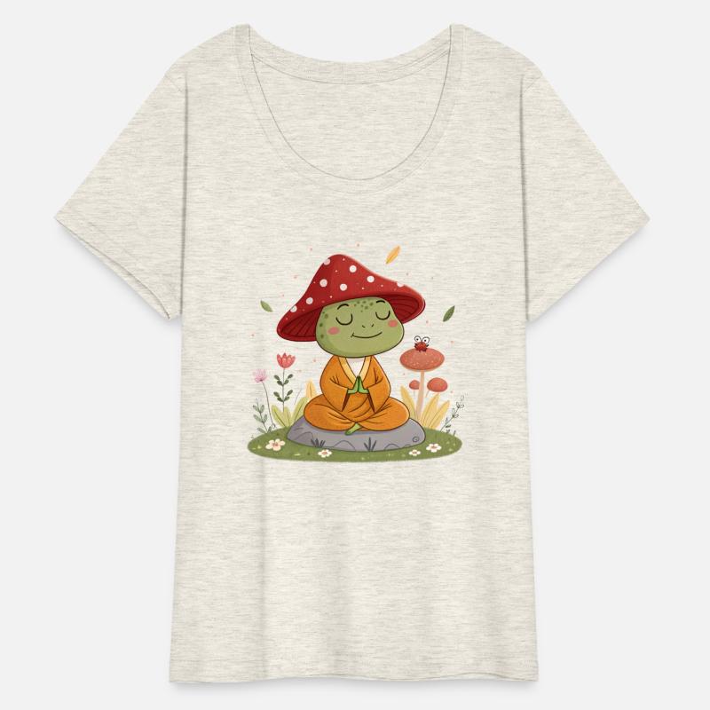 Zen Frog Meditating in Mushroom Hat –design