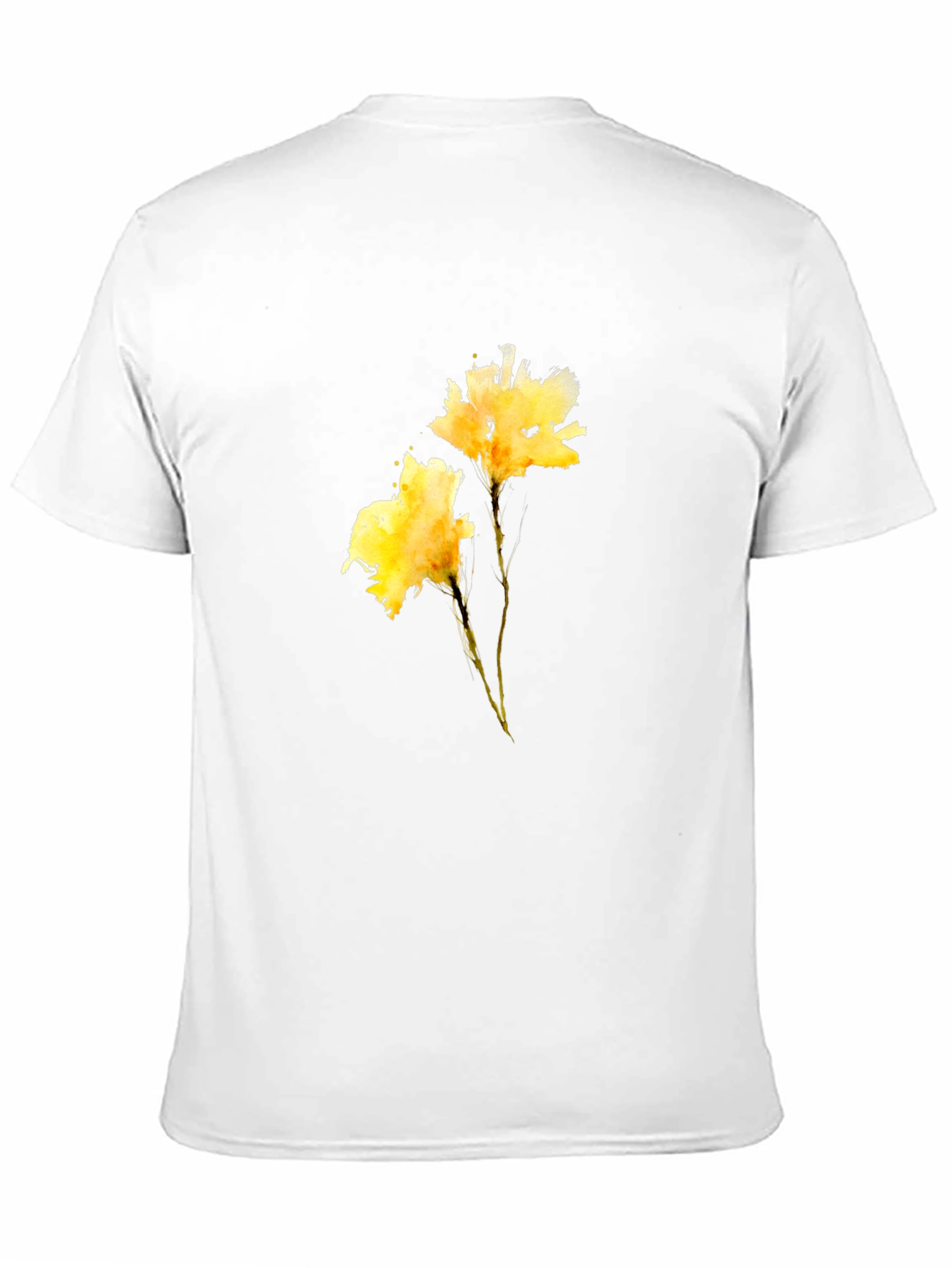 Black Tee with Yellow Flower Print