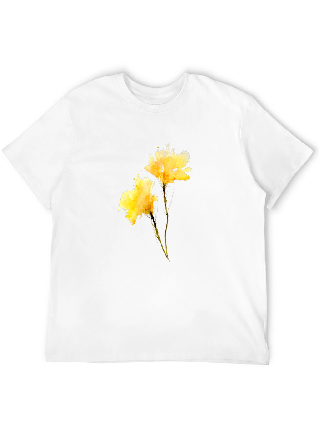 Black Tee with Yellow Flower Print