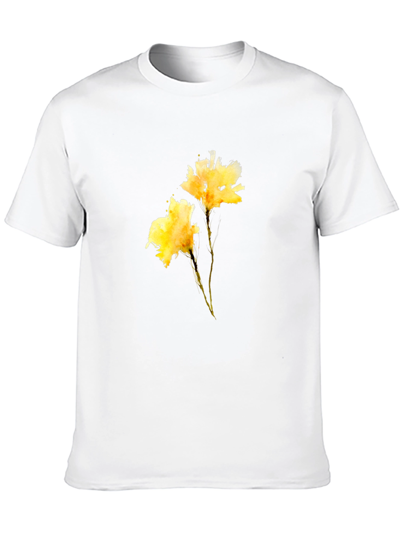 Black Tee with Yellow Flower Print