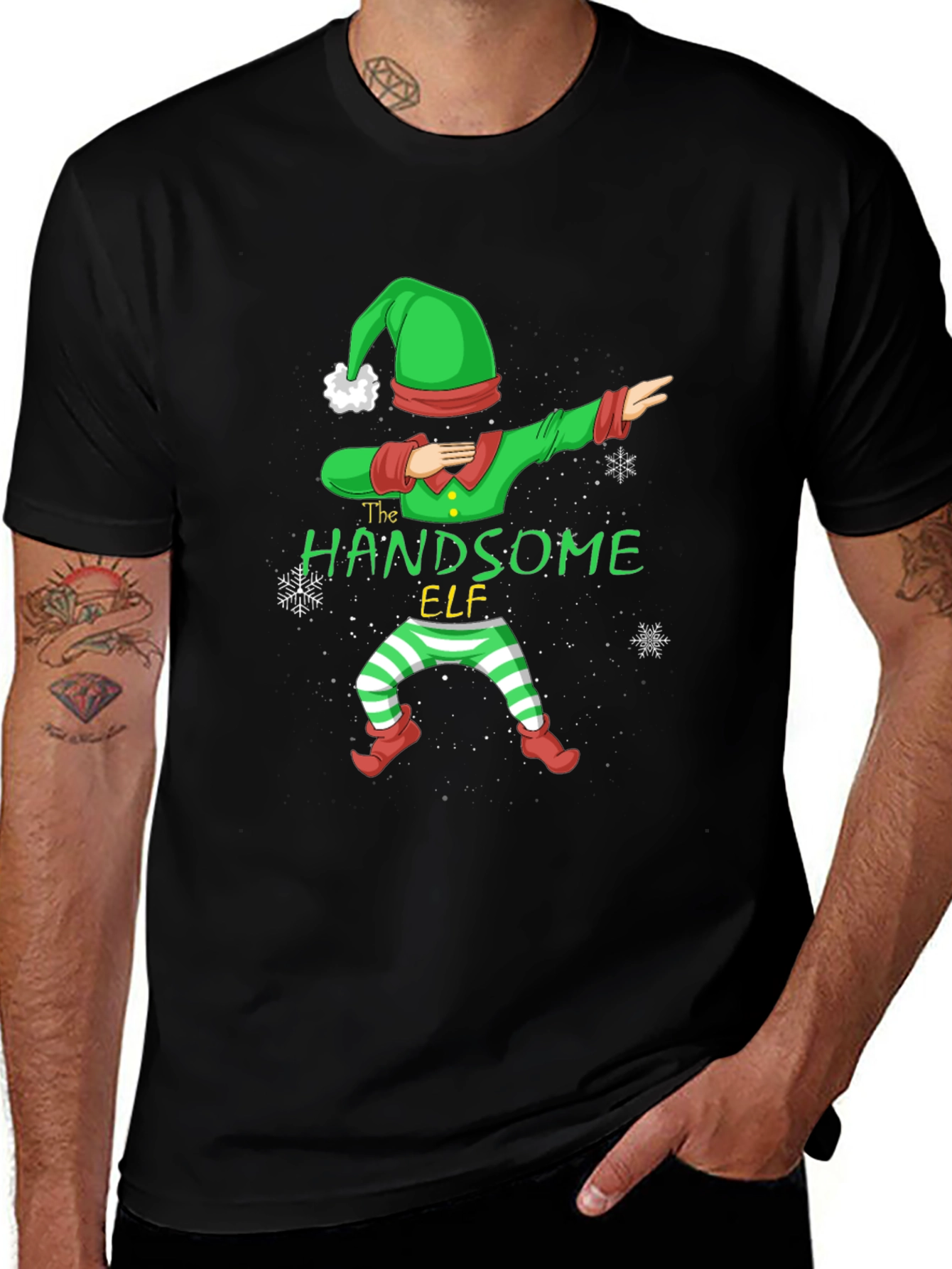 Handsome Elf Dabbing Christmas T-Shirt