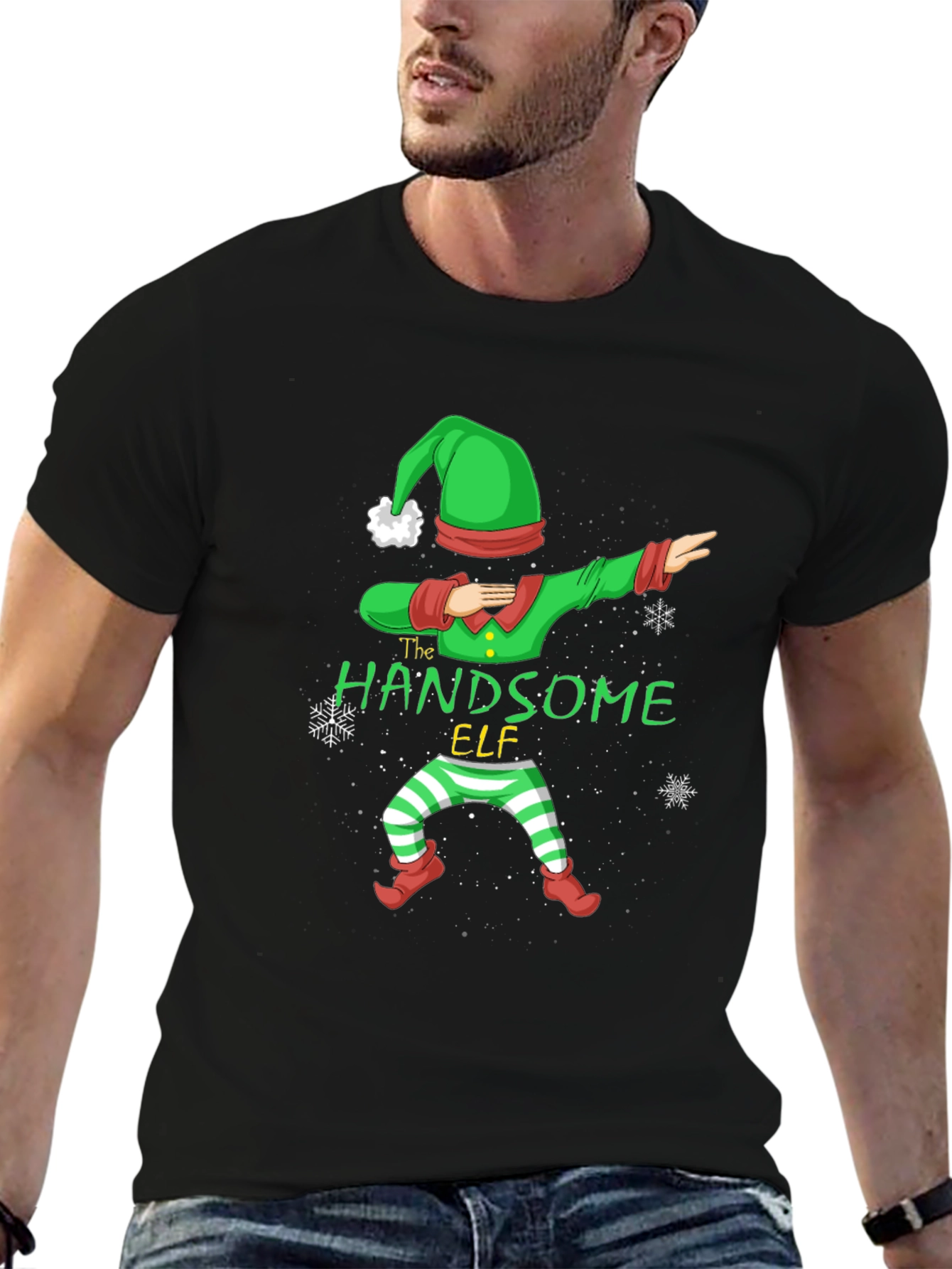 Handsome Elf Dabbing Christmas T-Shirt