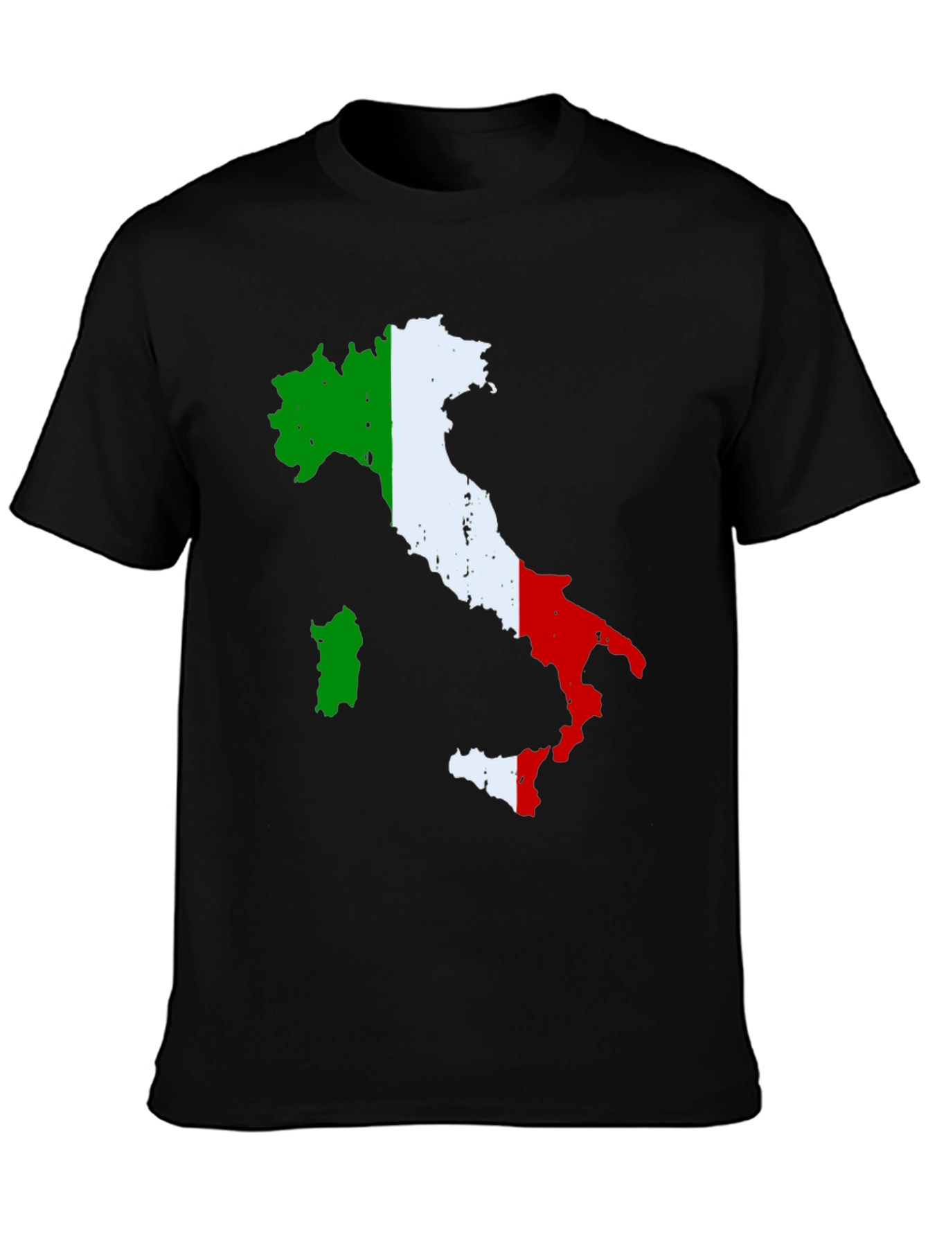 Italy Flag Map T-Shirt - Black
