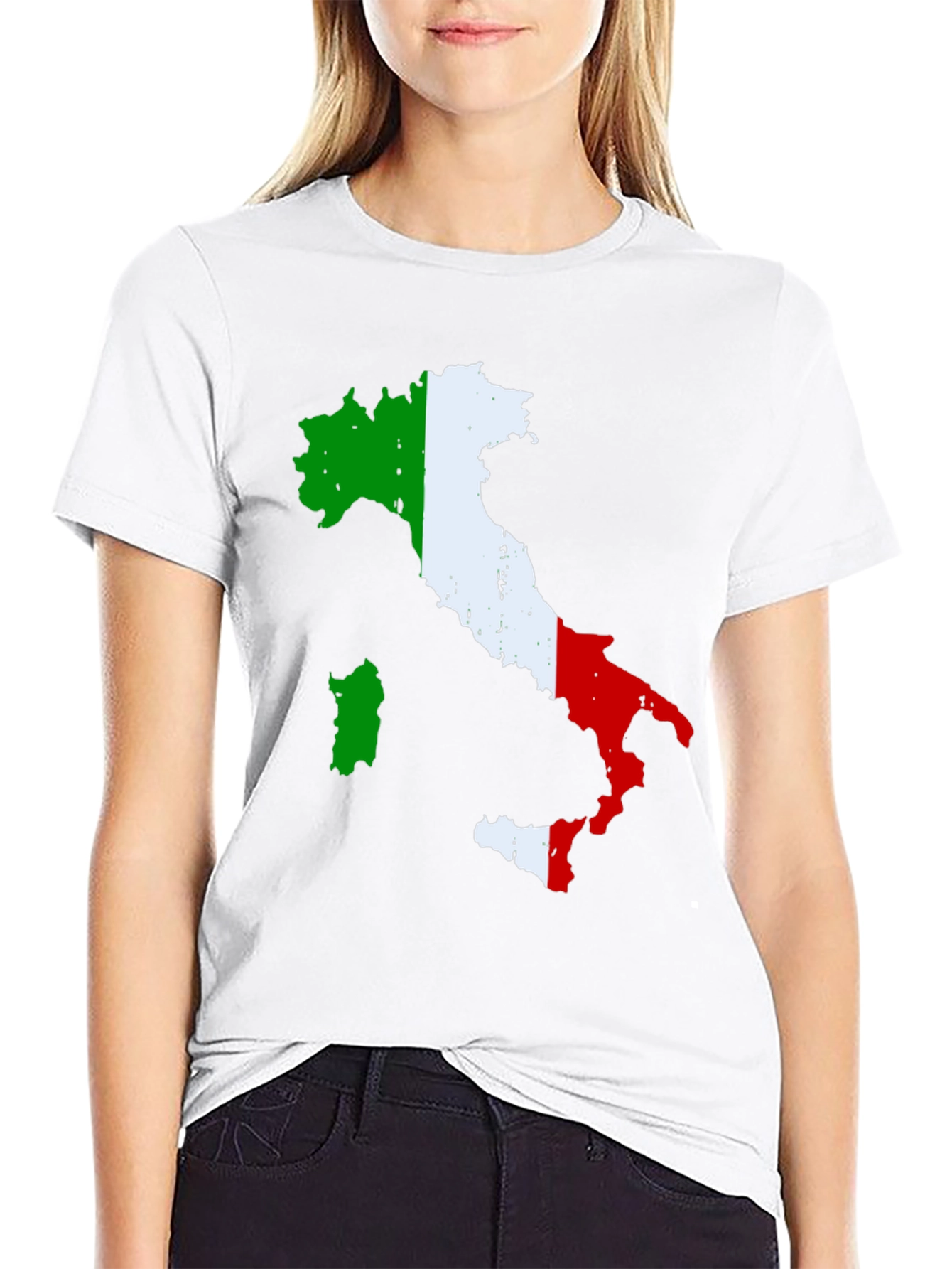 Italy Flag Map T-Shirt - Black
