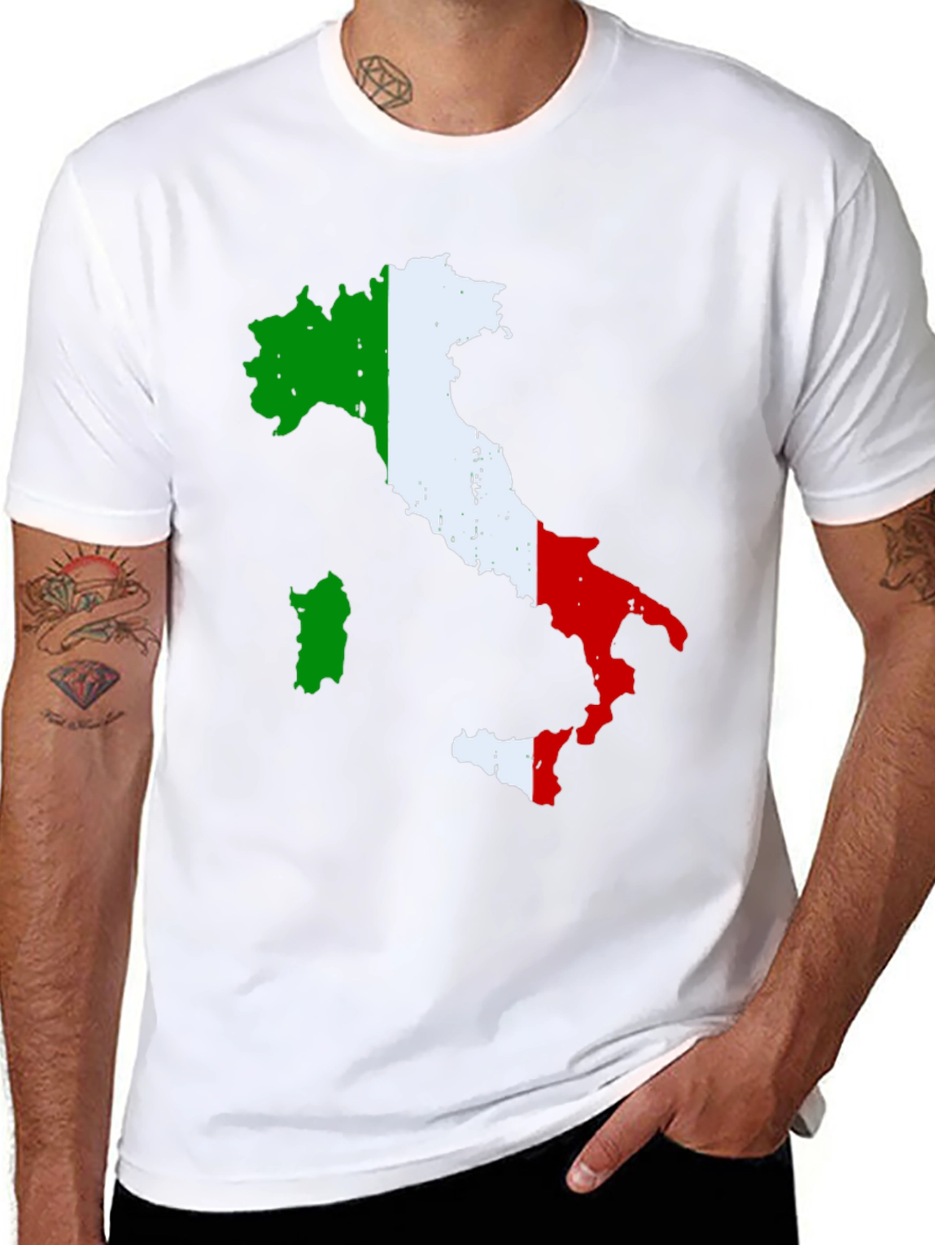 Italy Flag Map T-Shirt - Black