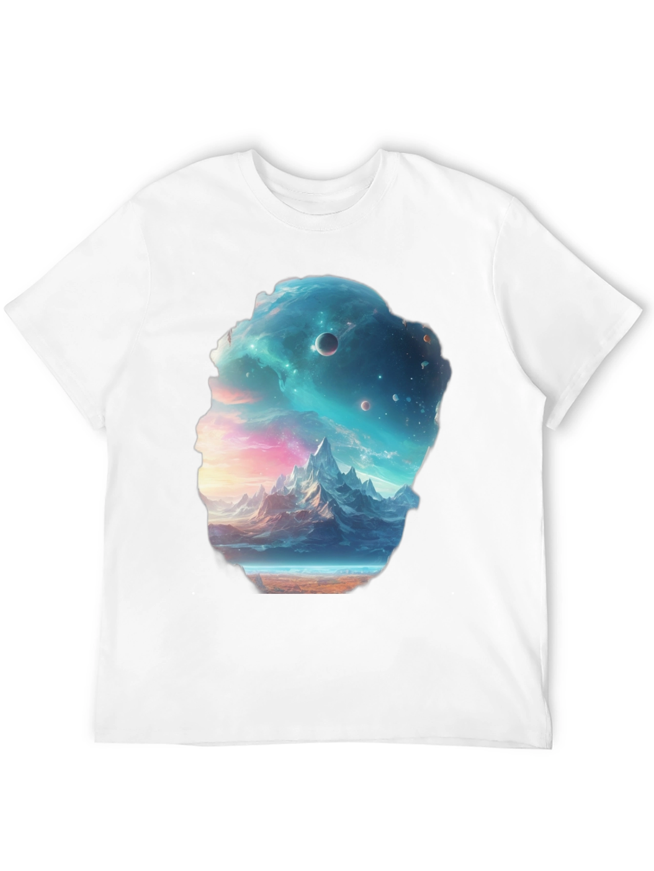 Cosmic Mountain Scene Black Graphic Tee