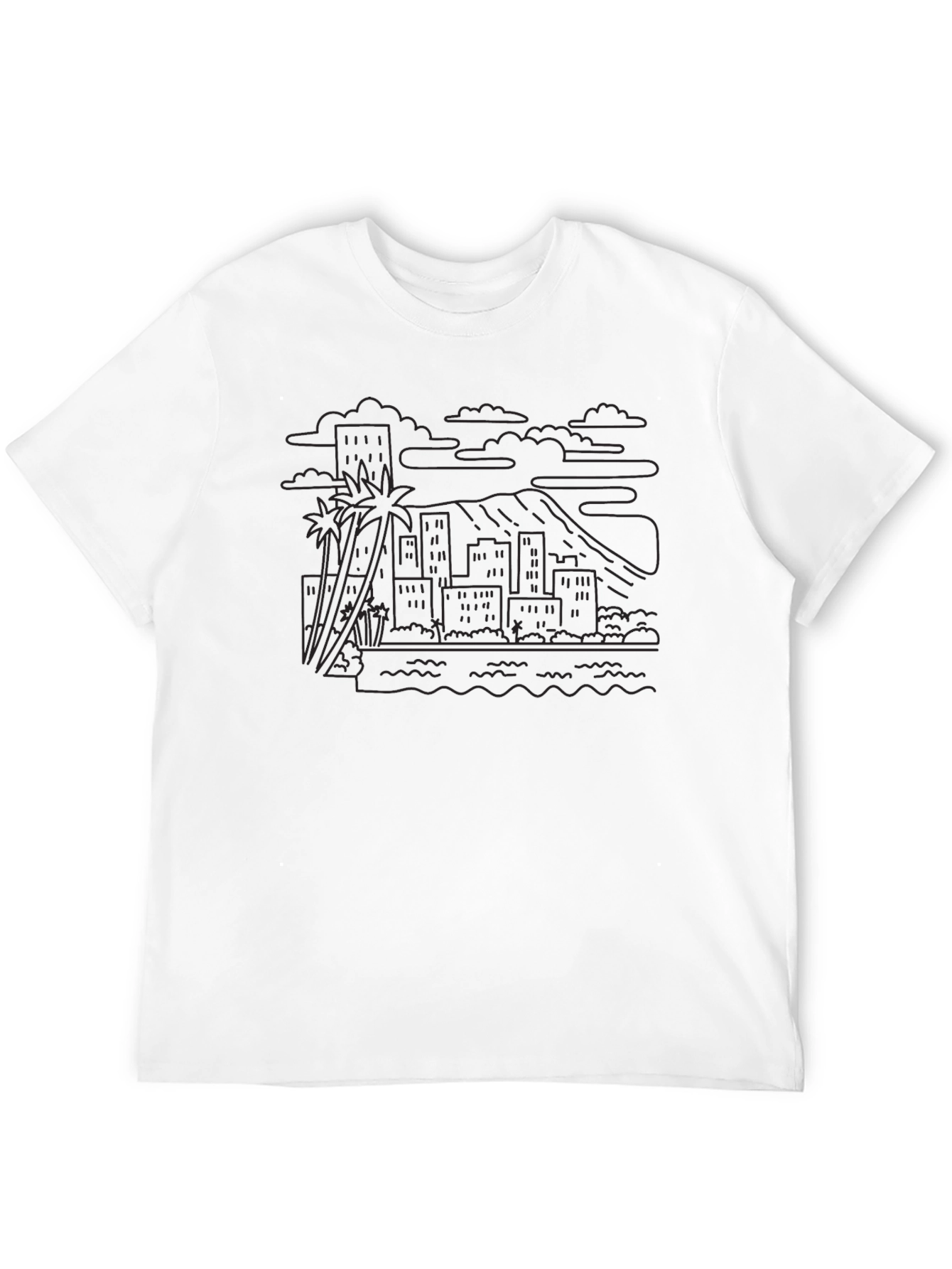 City and Beach Line Art Tee