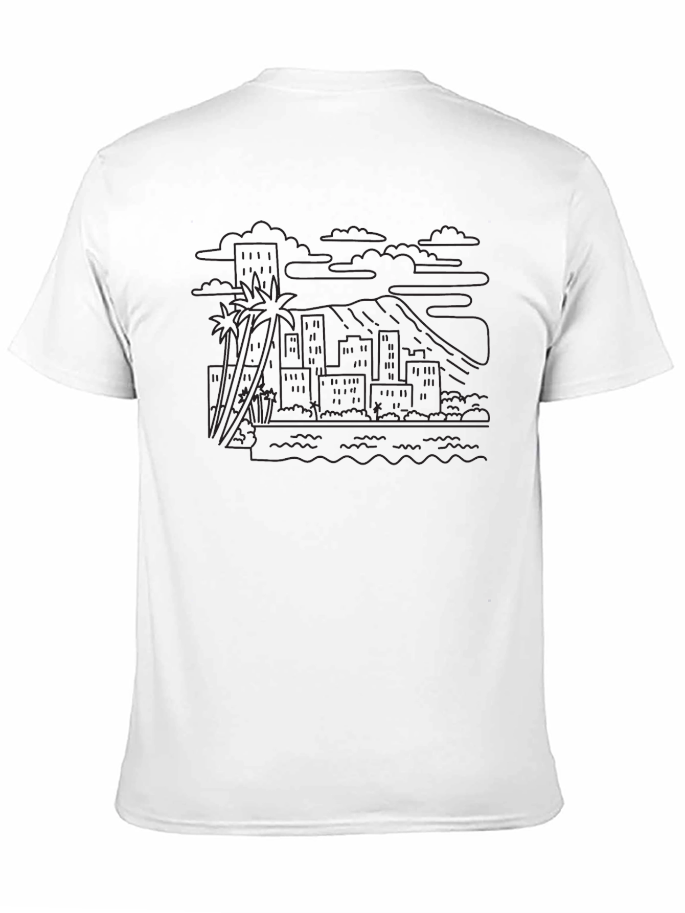 City and Beach Line Art Tee