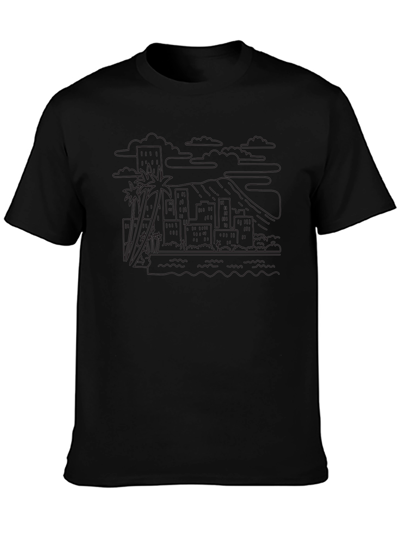City and Beach Line Art Tee