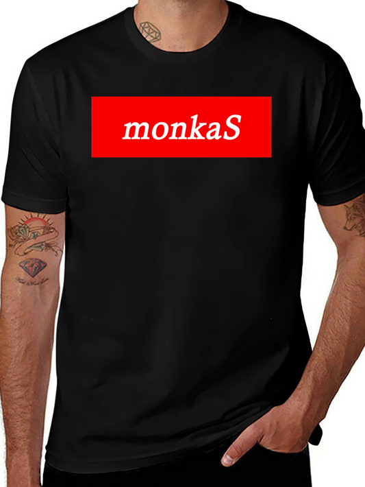 MonkaS Red Box Logo Black T-Shirt