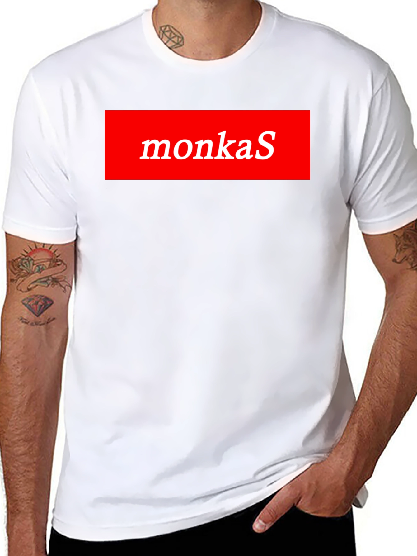 MonkaS Red Box Logo Black T-Shirt
