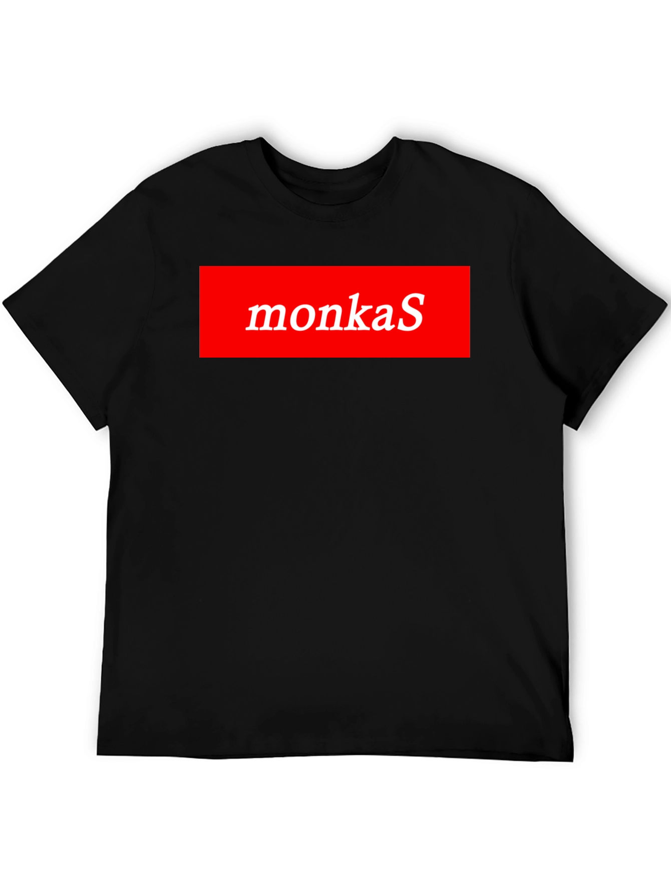 MonkaS Red Box Logo Black T-Shirt