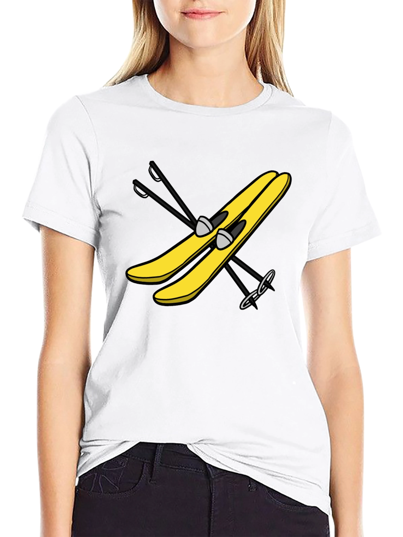 Yellow Ski T-Shirt - Fun Winter Sports Tee