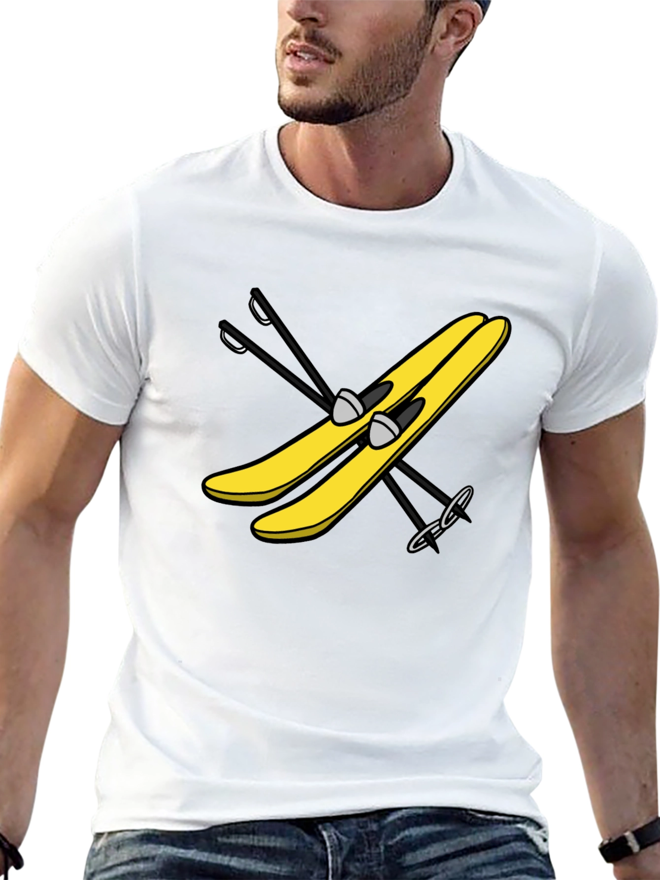 Yellow Ski T-Shirt - Fun Winter Sports Tee
