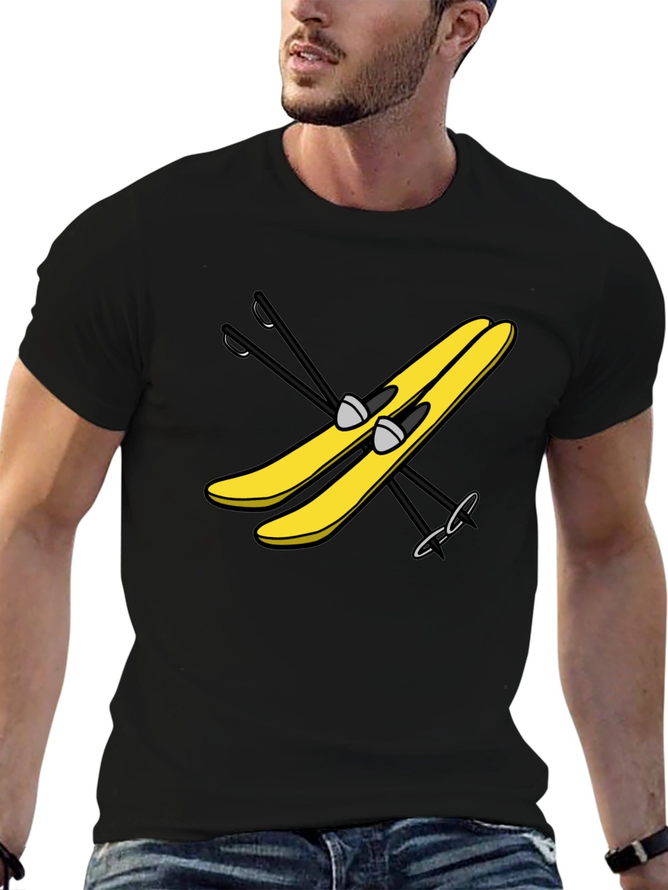 Yellow Ski T-Shirt - Fun Winter Sports Tee