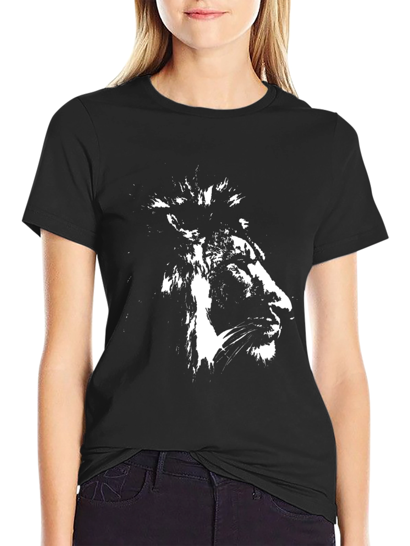 Lion Graphic Black T-Shirt for Men