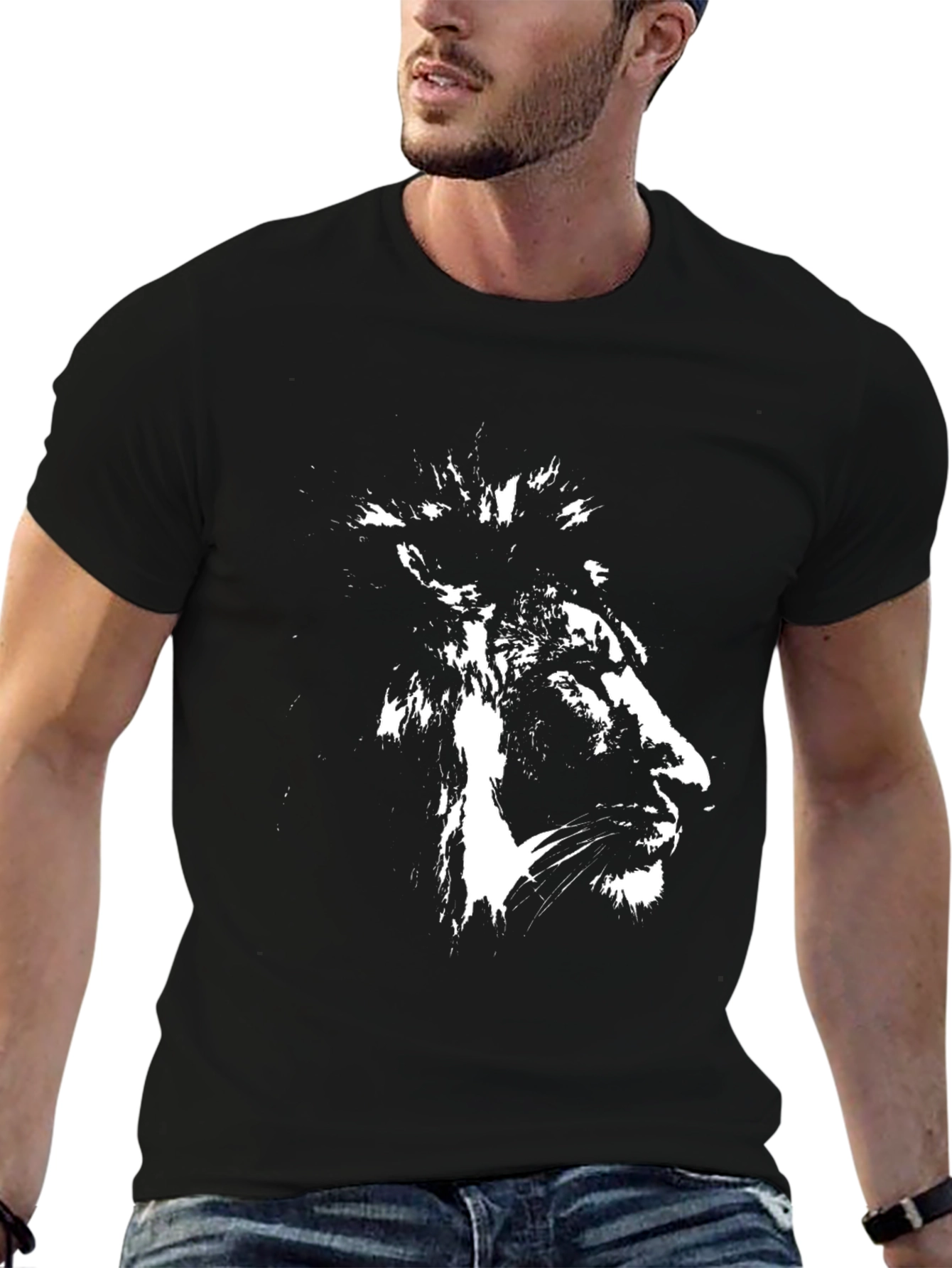 Lion Graphic Black T-Shirt for Men