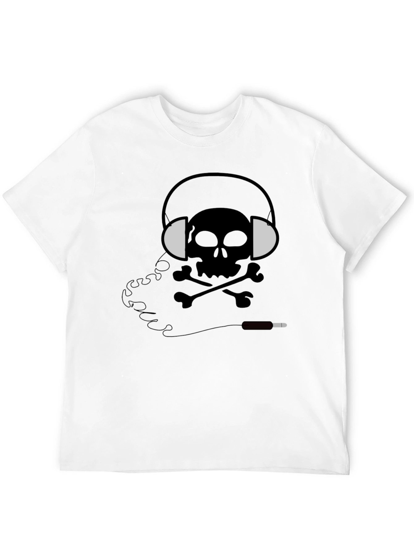 Skull Headphones Graphic Tee - Mens Black T-Shirt
