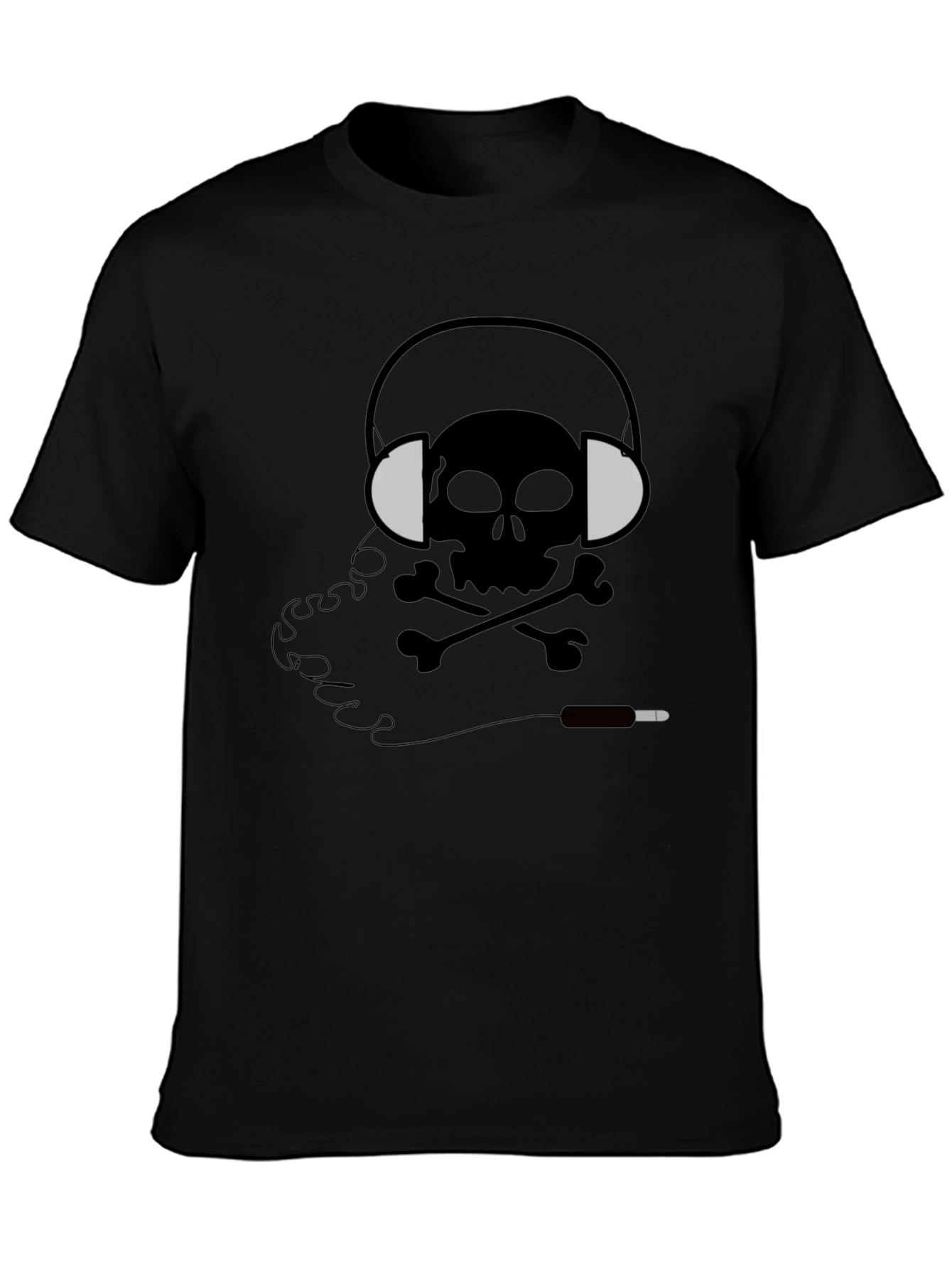 Skull Headphones Graphic Tee - Mens Black T-Shirt