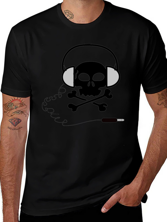 Skull Headphones Graphic Tee - Mens Black T-Shirt