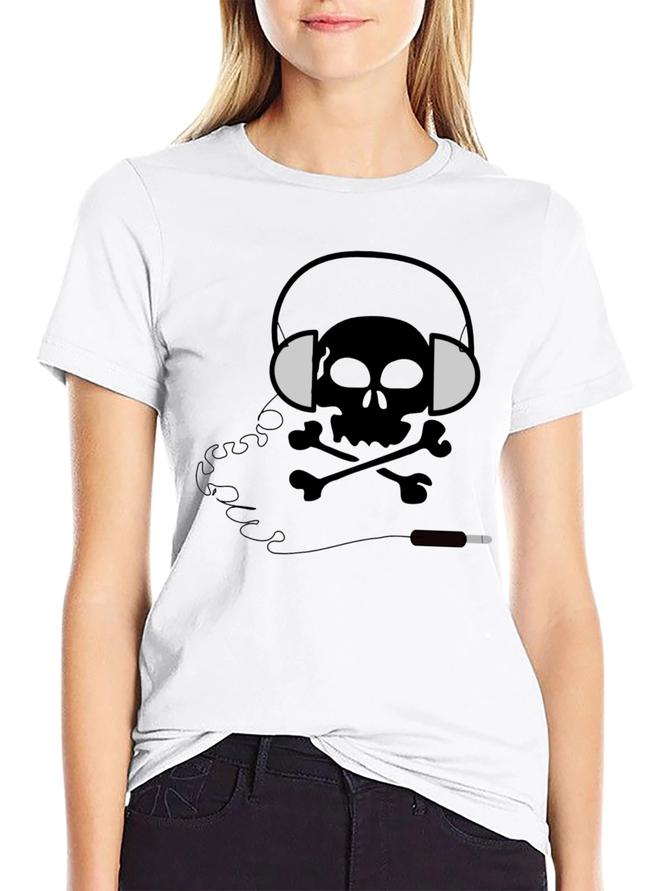 Skull Headphones Graphic Tee - Mens Black T-Shirt