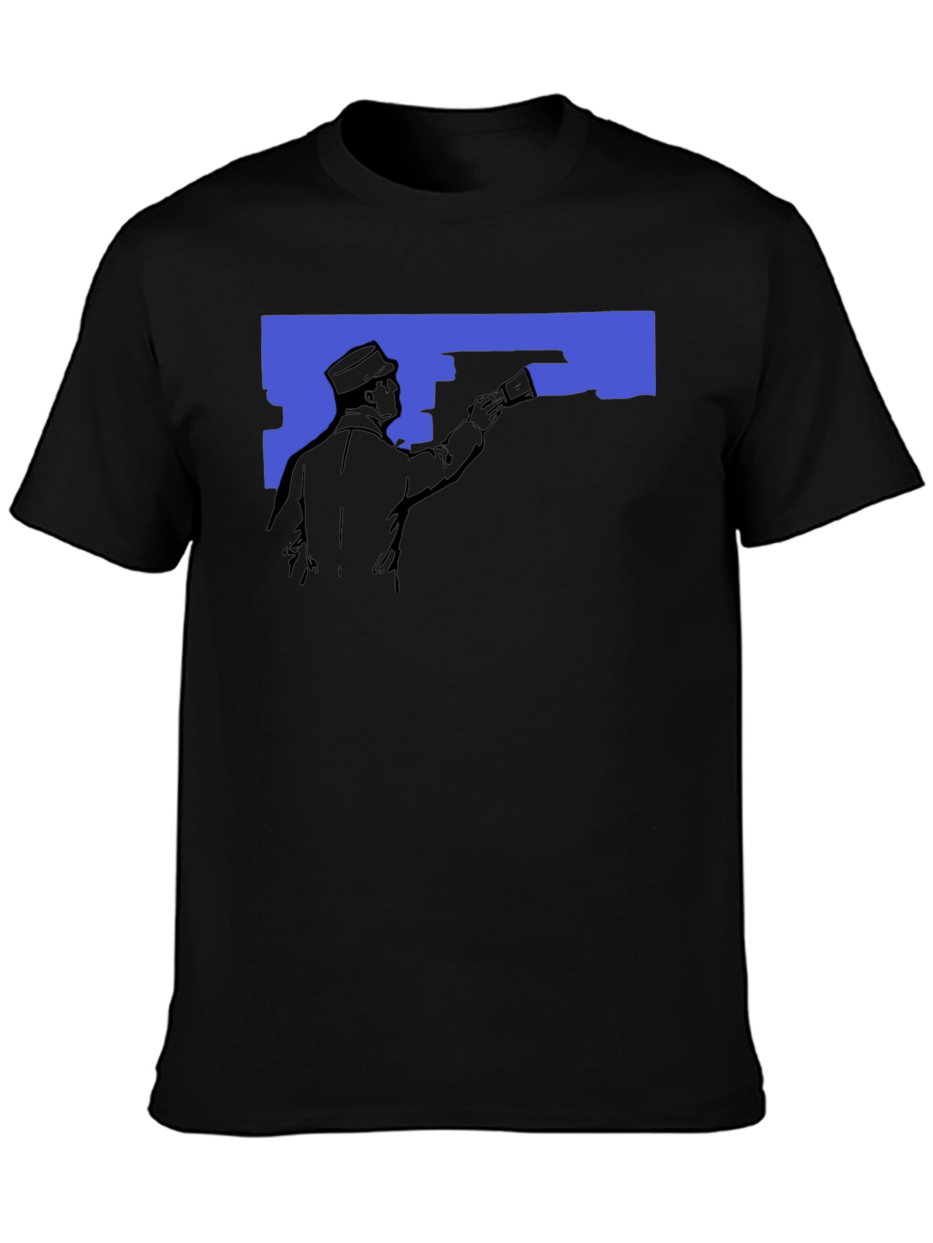 Retro Painter Graphic T-Shirt - Black Crew Neck Tee