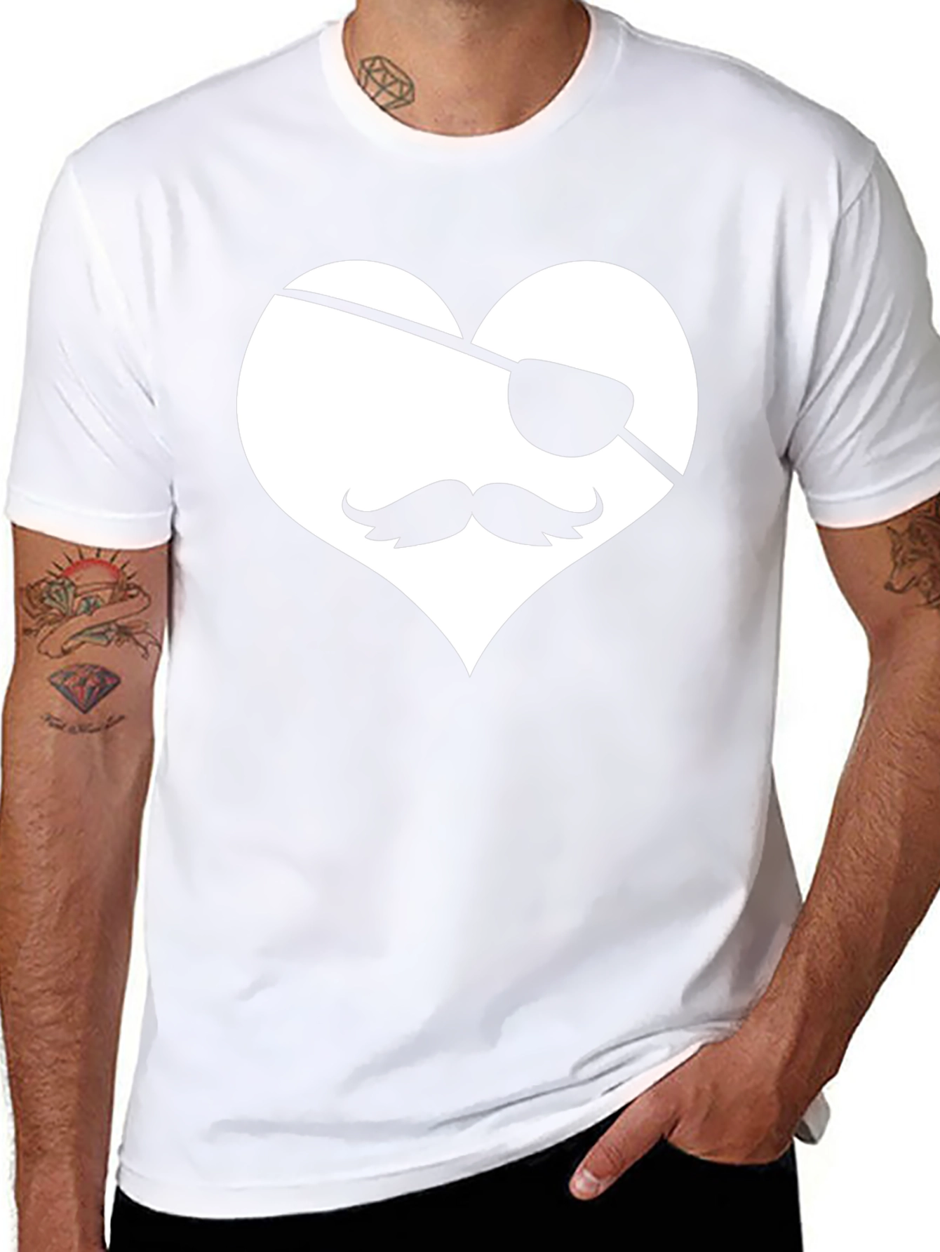 Pirate Heart Graphic Tee - Unique Mens Black T-Shirt
