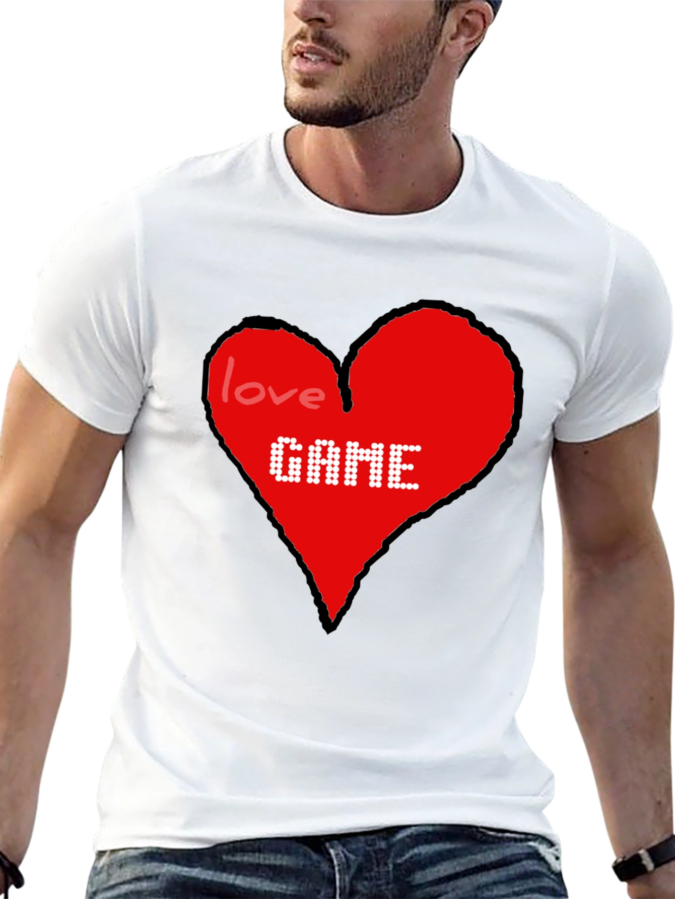 Love Game T-Shirt Heart Design Gamer Tee
