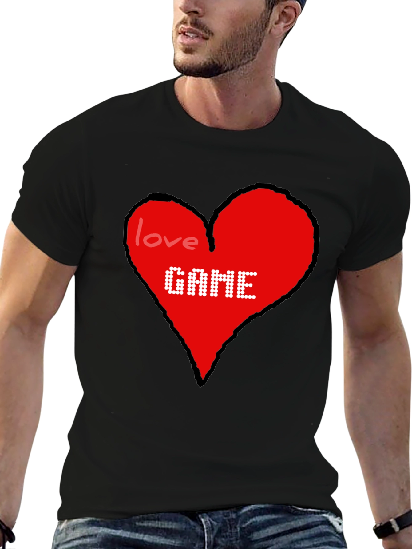 Love Game T-Shirt Heart Design Gamer Tee