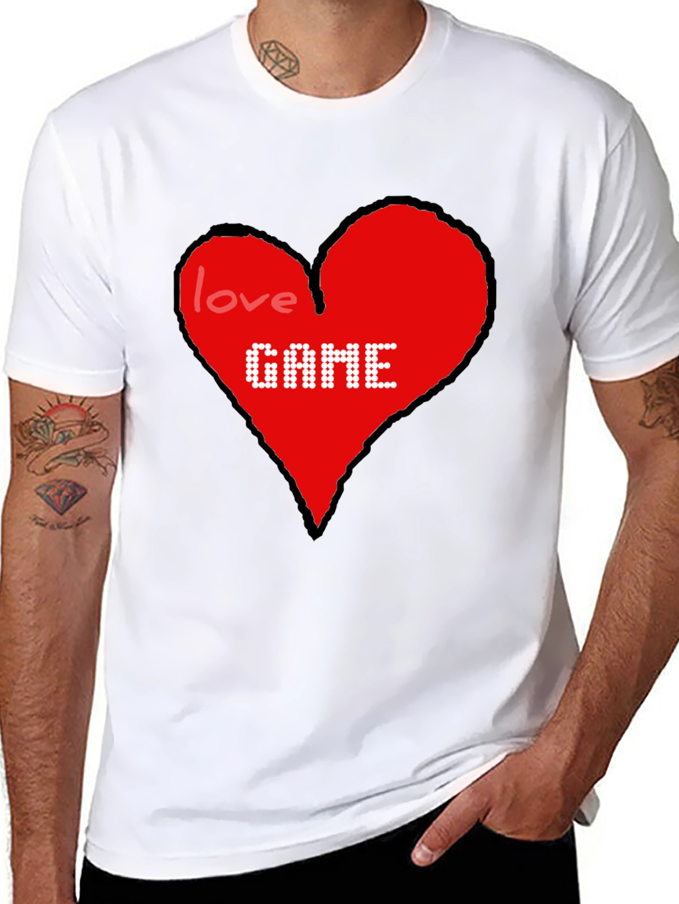 Love Game T-Shirt Heart Design Gamer Tee
