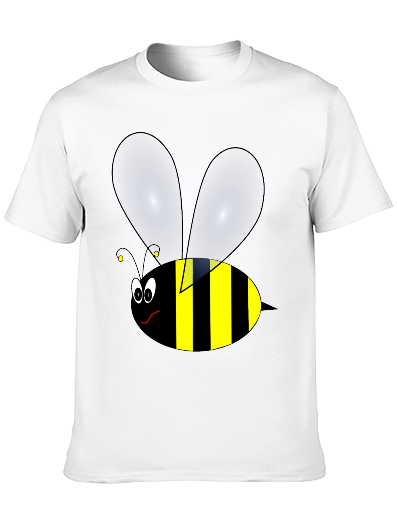 Funny Cartoon Bee Graphic Tee - Black Cotton