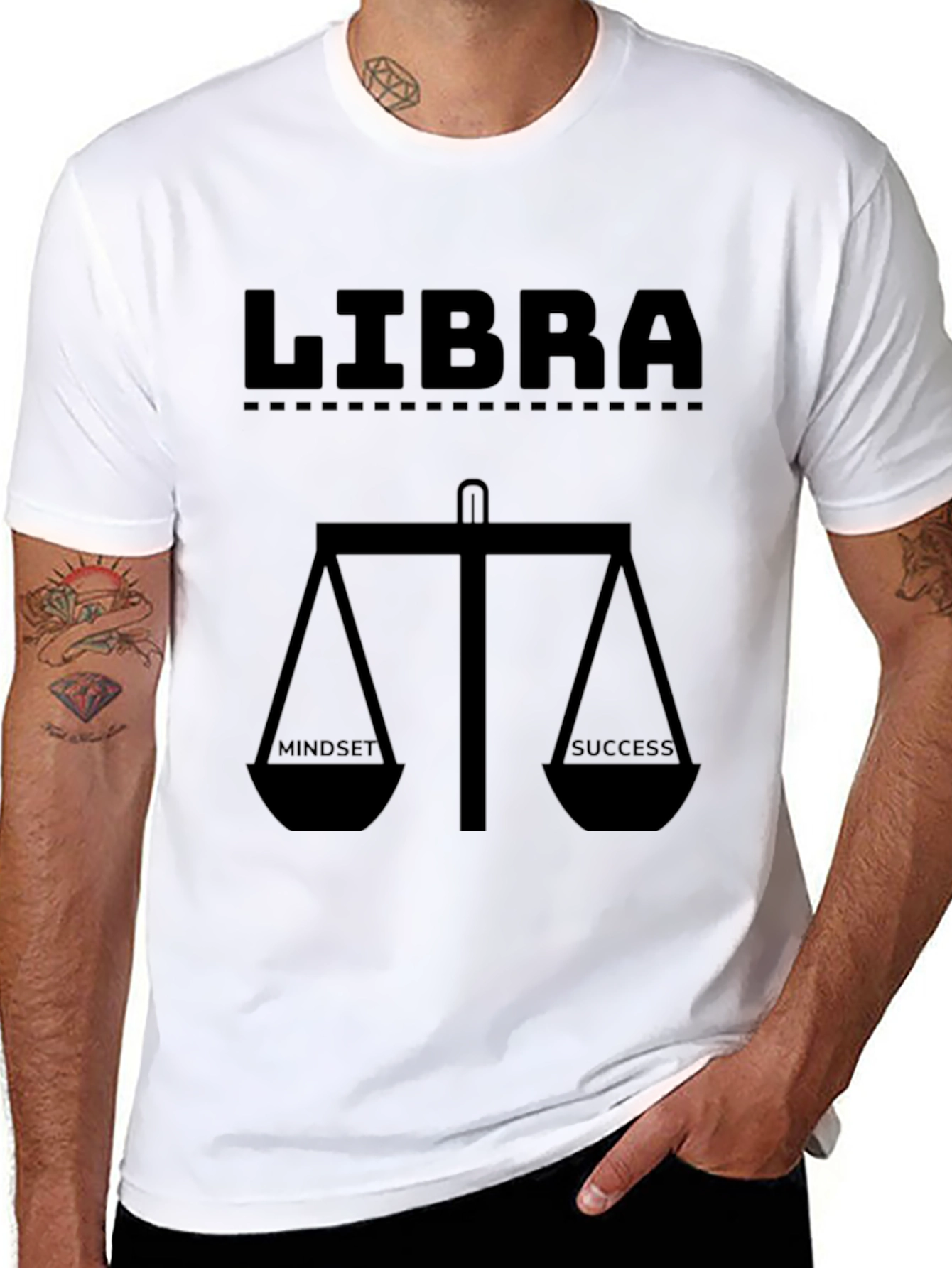 Libra Zodiac Mindset & Success Black T-Shirt