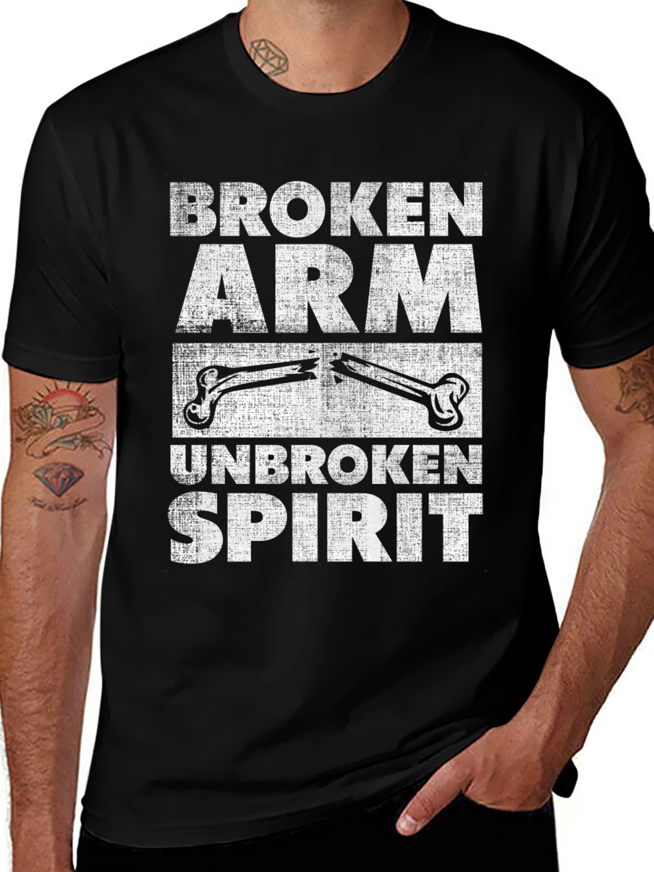 Broken Arm Unbroken Spirit Novelty T-Shirt