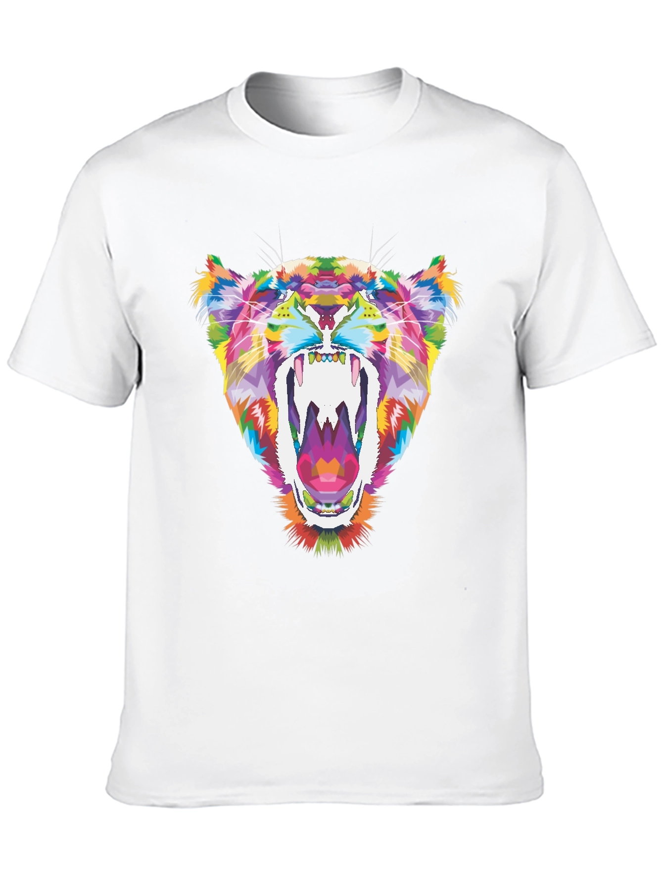 Vibrant Geometric Tiger Graphic Tee - Black