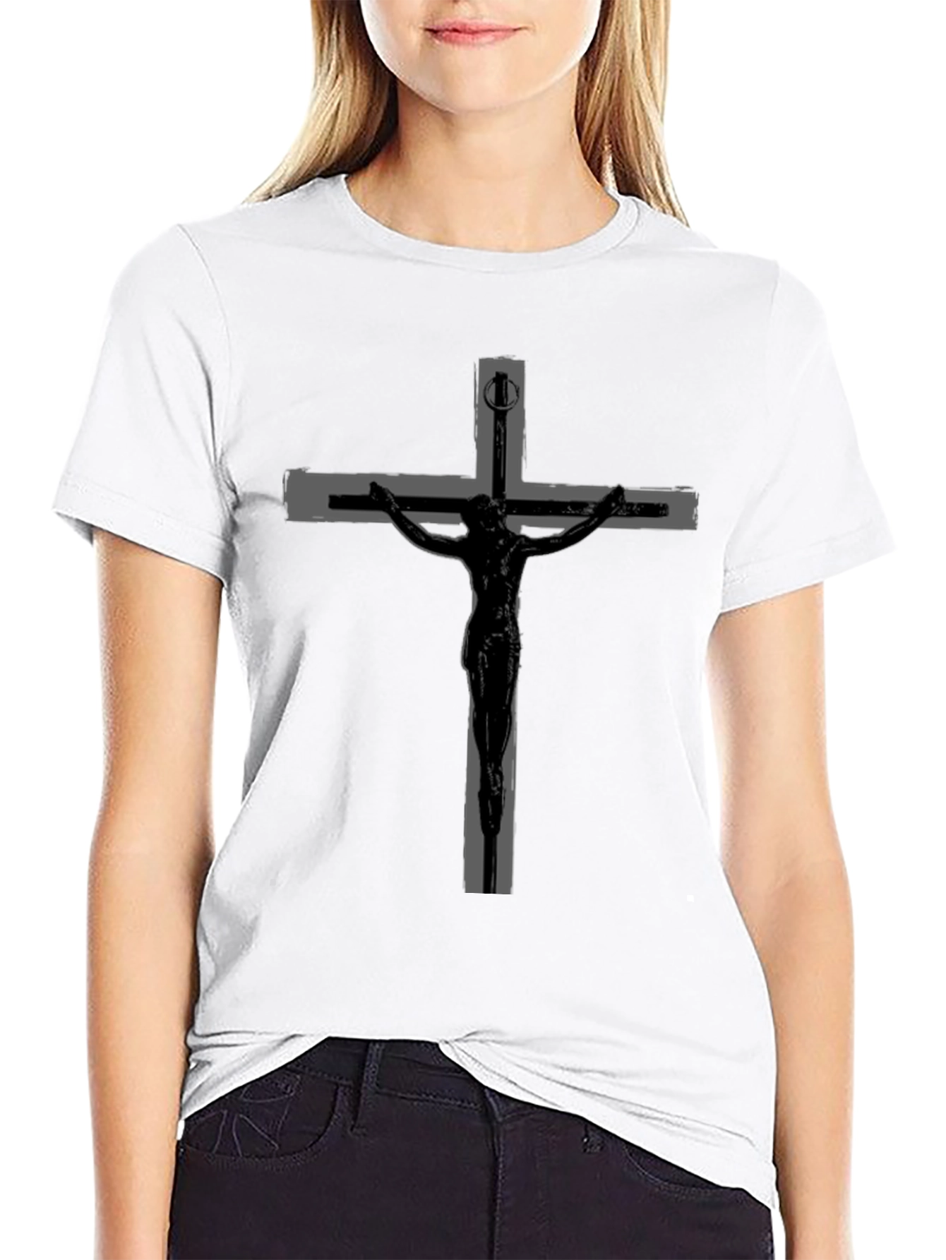 Crucifix Graphic T-Shirt - Black