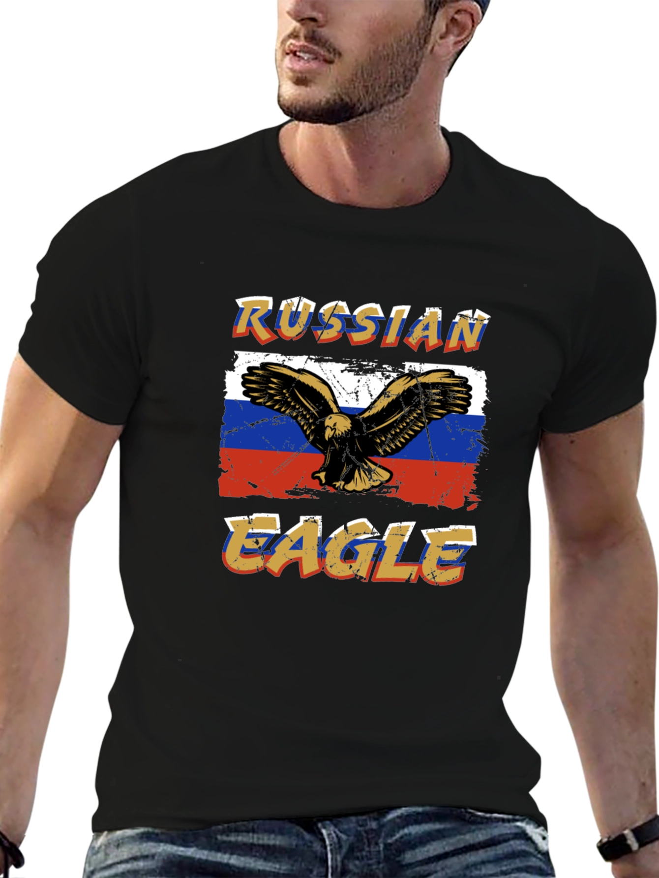 Russian Eagle Graphic T-Shirt - Black