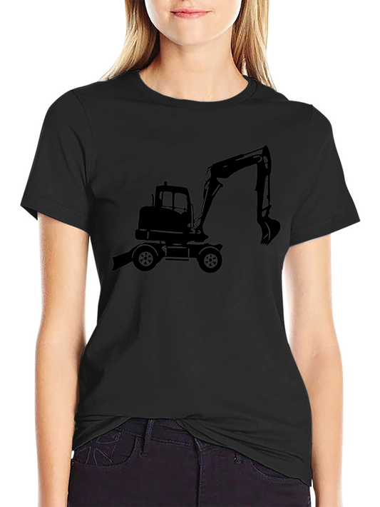 Excavator Graphic Tee - Black Cotton Blend T-Shirt