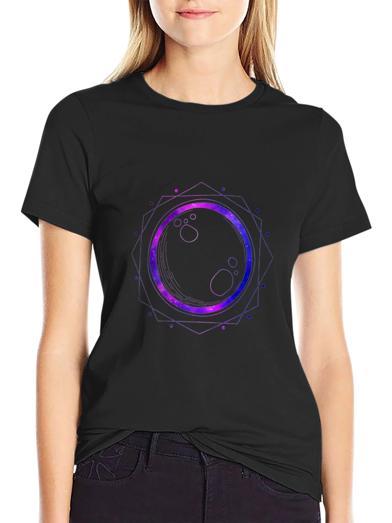 Cosmic Eclipse Graphic Tee - Black Cotton Blend