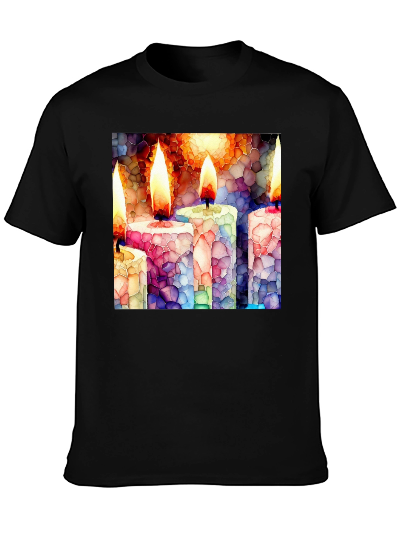 Candle Mosaic T-Shirt - Unique Art Tee