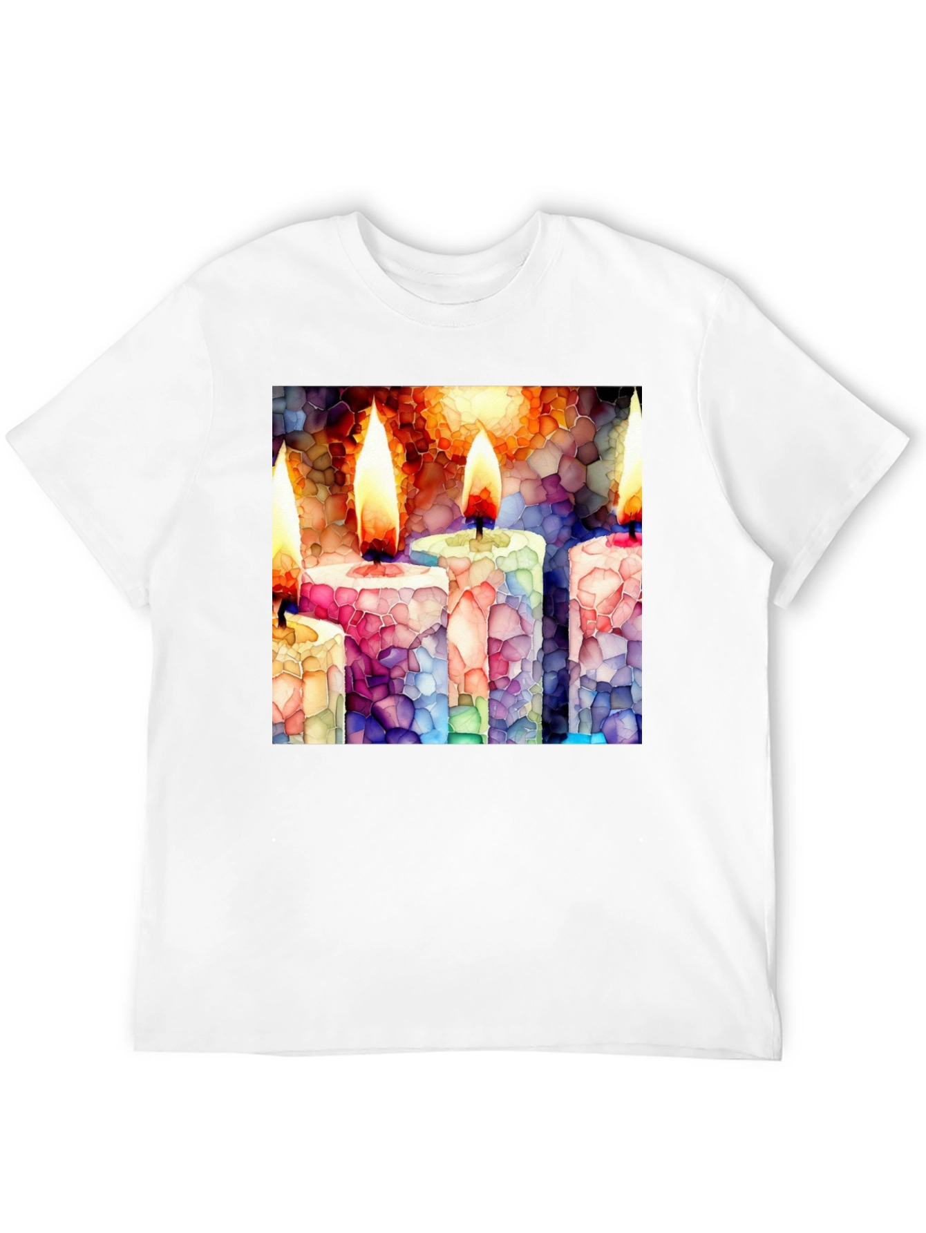 Candle Mosaic T-Shirt - Unique Art Tee
