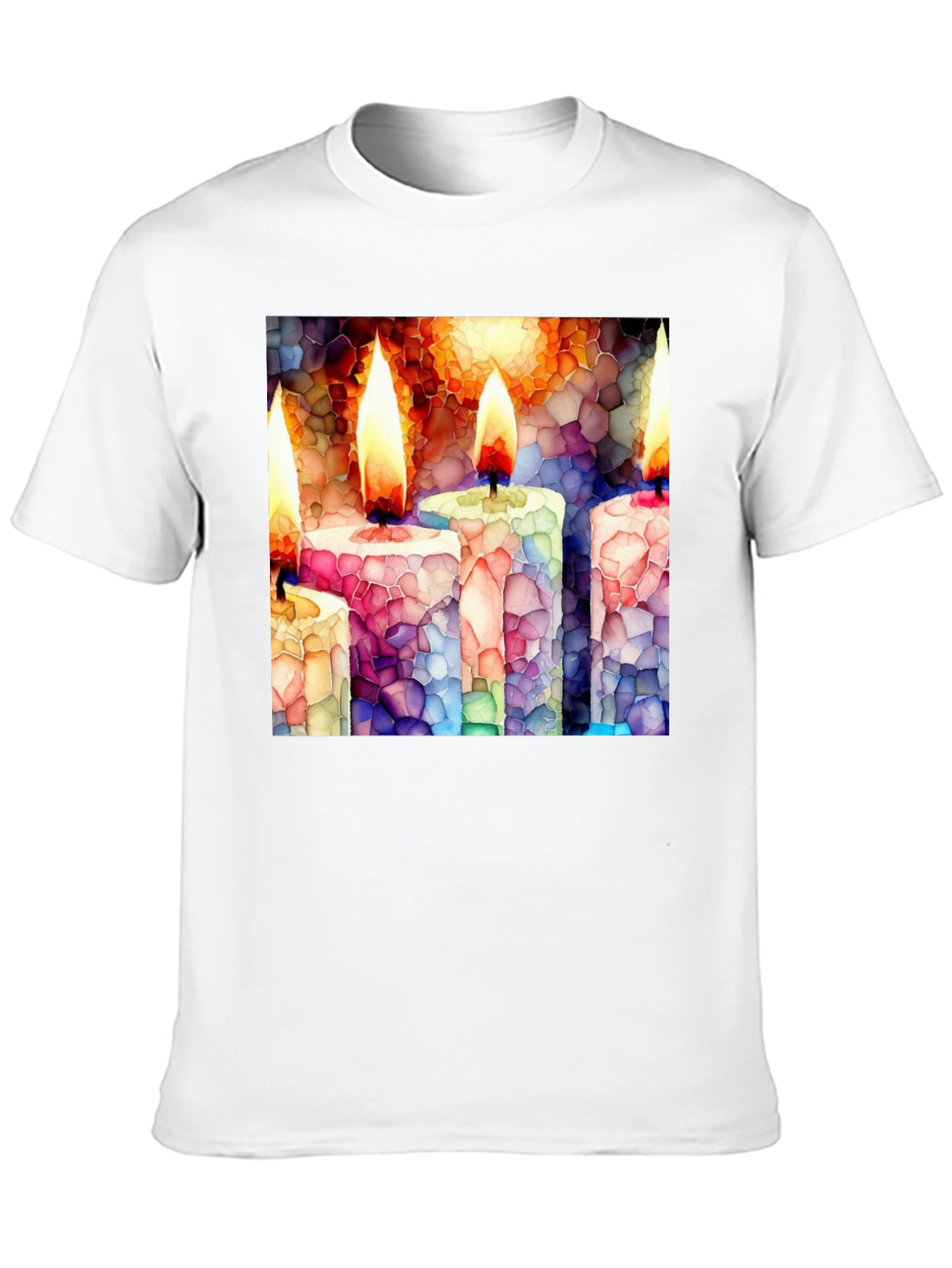 Candle Mosaic T-Shirt - Unique Art Tee