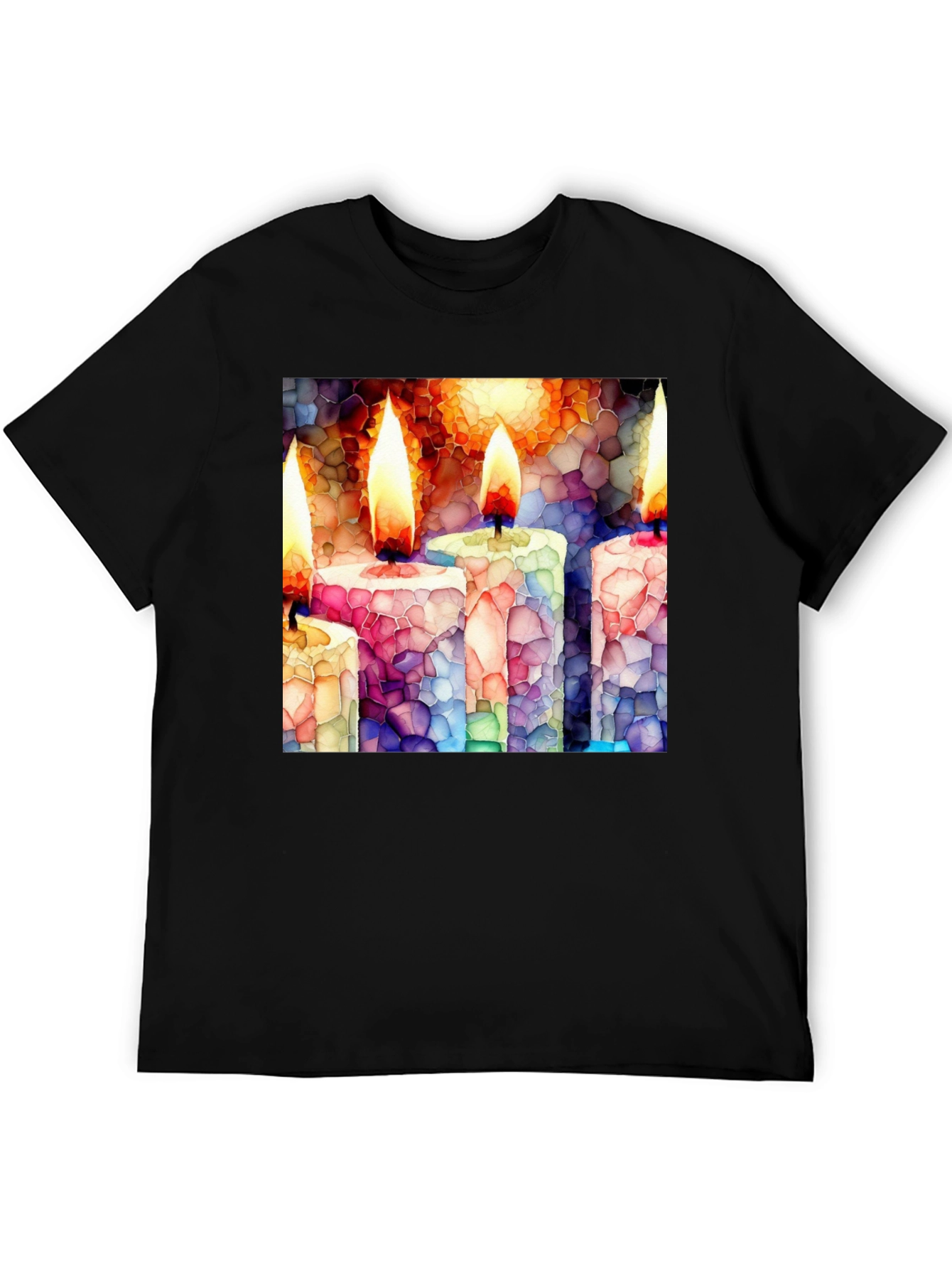 Candle Mosaic T-Shirt - Unique Art Tee