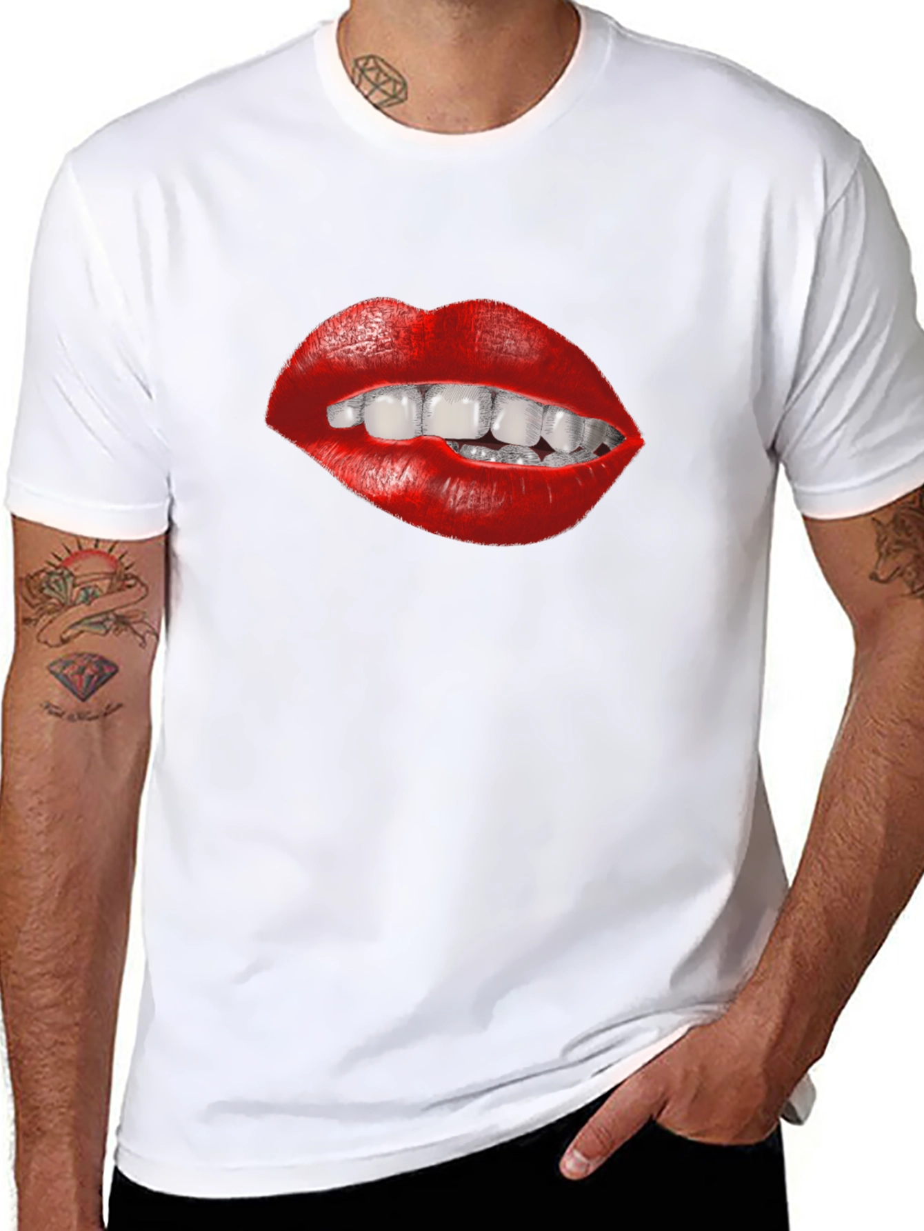 Lips Graphic Tee - Bite Me! Funny Design