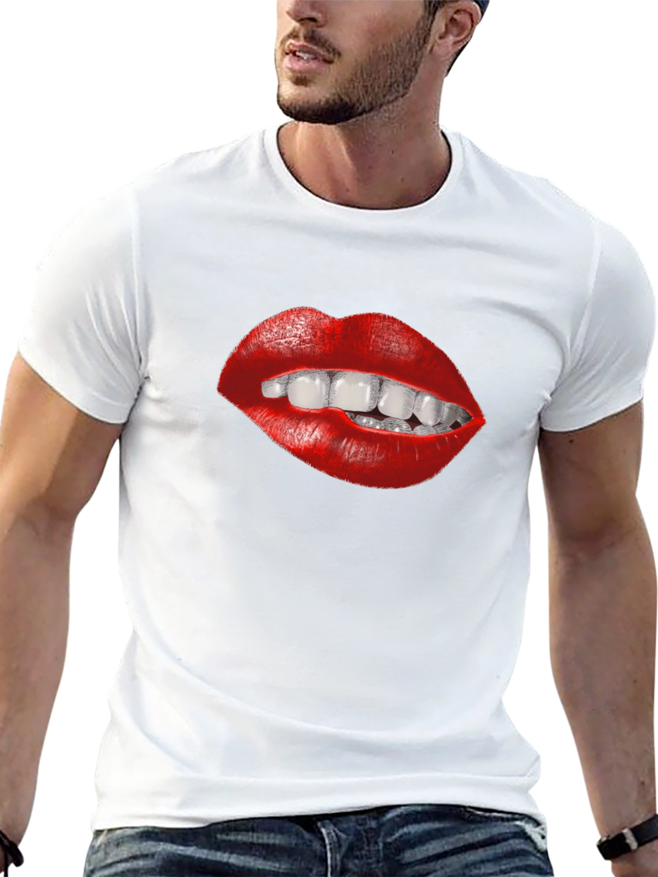 Lips Graphic Tee - Bite Me! Funny Design