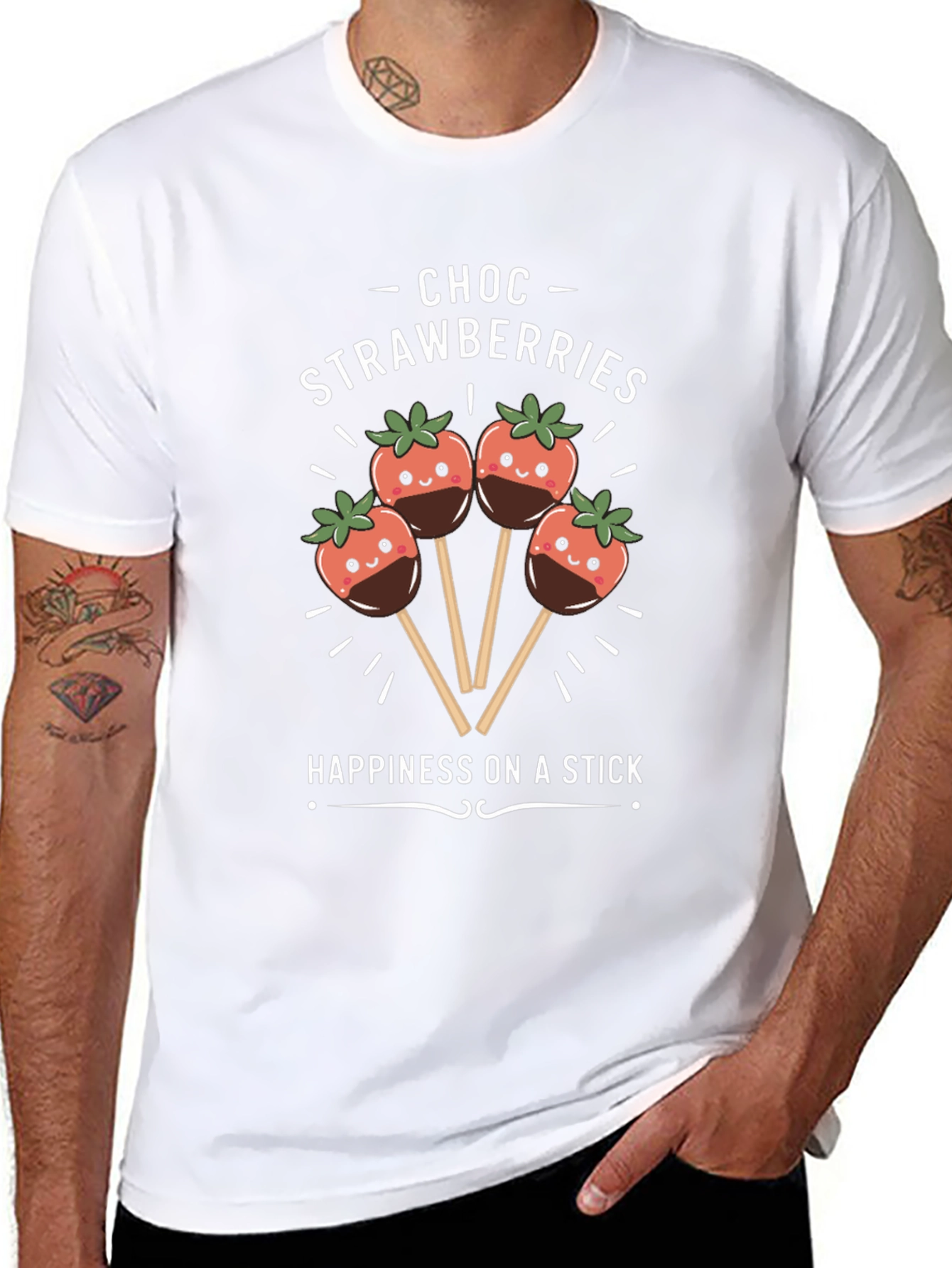 Choc Strawberries T-Shirt - Happiness on a Stick!