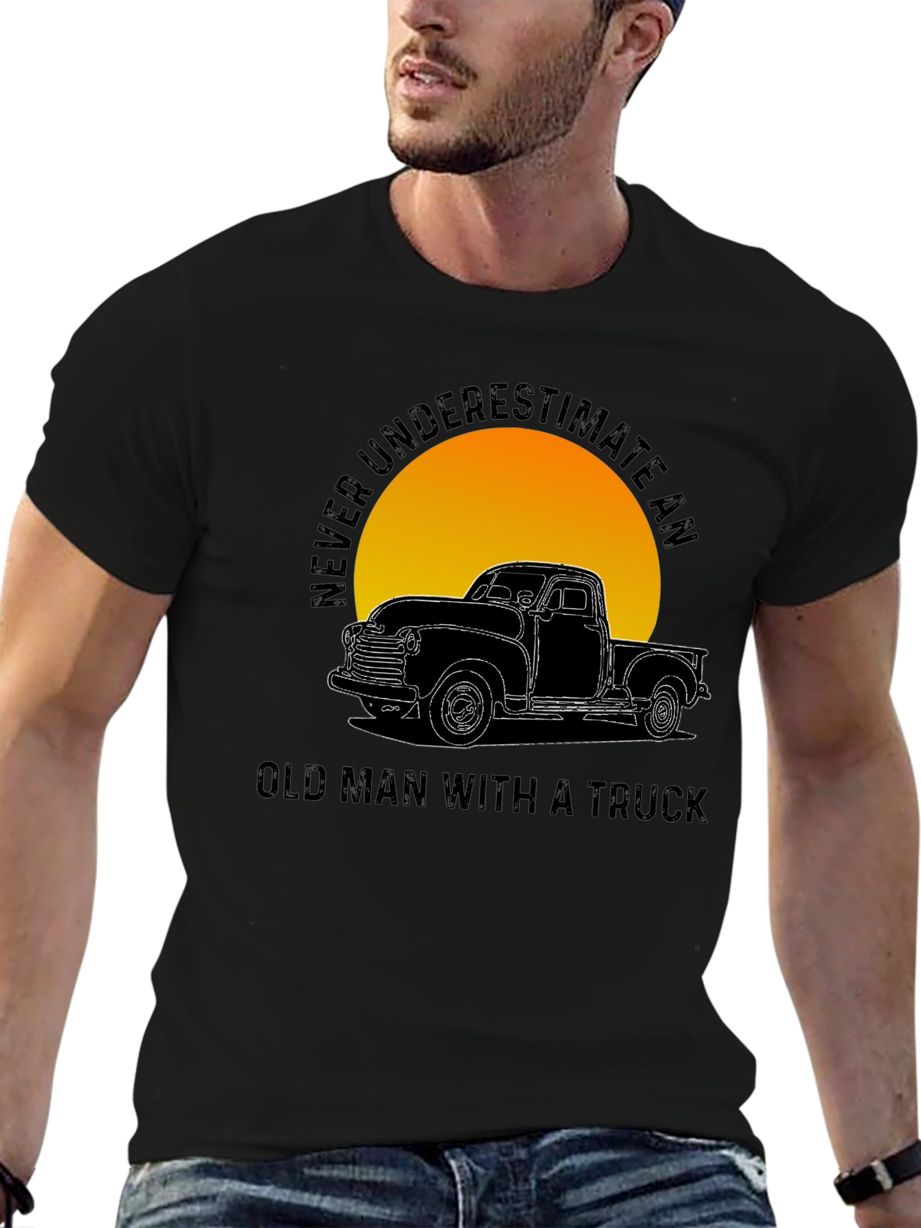 Old Man Truck Graphic Tee - Classic Black T-Shirt